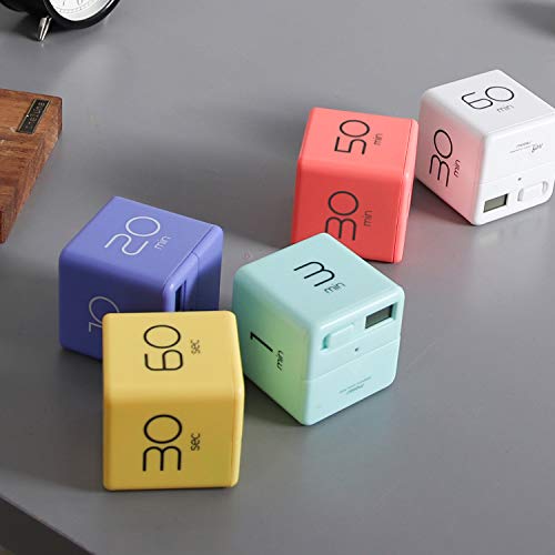 mooas Cube Timer (Yellow), Timers Cube Flip Block Timers Productivity Gravity Sensor Time Management for Kids ADHD Classroom Kitchen Desk Workout Cooking Study 10, 20, 30, 60 Seconds Timer Setting - color: Yellow