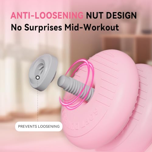 Adjustable Dumbbell Set 13LB/18LB/22LB/35LB, 4-in-1 Soft Shell Weight Set with Connector, Converts to Barbell & Kettlebell, Strength Training Equipment for Home Gym, Ideal for Women & Beginners - color: Pink-35 LB