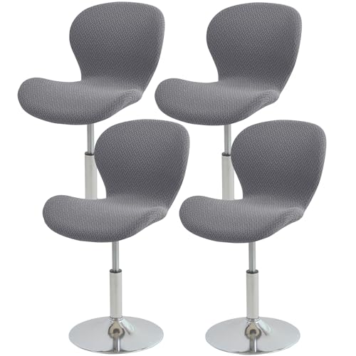 Gollense Bar Stool Covers with Backs, Set of 4 Stretch Jacquard Barstool Seat Covers, Washable Swivel Pub Counter Height Chair Slipcover Protector for Home Kitchen Cafe (T-Shaped Jacquard-Dark Grey) - color: T-shaped Jacquard-dark Grey
