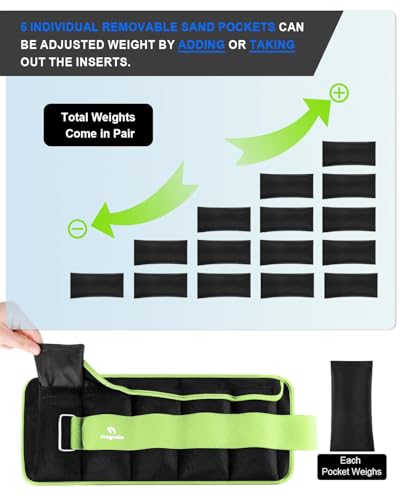 Fragraim Adjustable Ankle Weights 1-3/4/5/6/8/10/12/15/20 LBS Pair with Removable Weight for Jogging, Gymnastics, Aerobics, Physical Therapy - color: Green, style: 2 lbs each( 4 lbs pair)