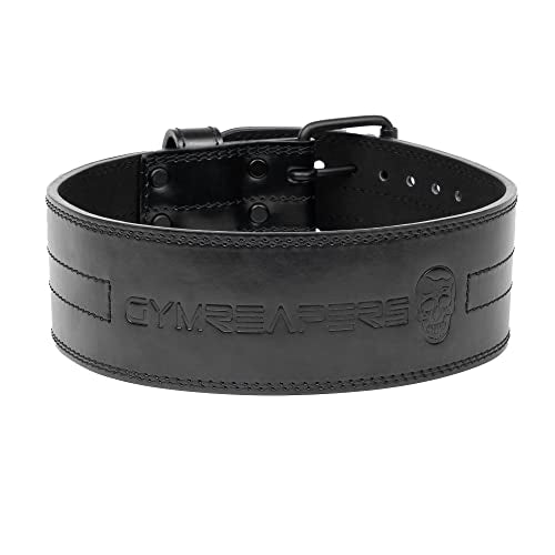 Gymreapers Weightlifting Belt 6MM Genuine Leather - Double Prong Power Belt Heavy Duty 4-Inch Wide - Strong, Stabilizing Back Support For Deadlifts, Squats Powerlifting - size: X-Small