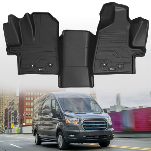 KARPAL Floor Mats for 2022-2026 Ford Transit/E-Transit w/Vinyl Floors (No Transit Connect), Custom Fit TPE All Weather Ford Transit Accessories Front Floor Liner - style: 2022-2026 | For Ford Transit/E-Transit | Front Row