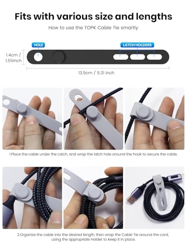 Silicone Cable Organizer, Reusable Cord Organizer Management Ties with Thickened and Widened High Elasticity Eco-Friendly Materials for Multiple Cable Management - color: 10pcs-black