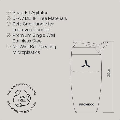 Promixx Pursuit Stainless Steel Shaker Bottle - 26oz Lightweight Metal Protein Mixer with Snap-Fit Agitator for Smooth Shakes - Leak-Proof Gym Shaker Cup for Fitness & Travel - Seagrass Green - color: Seagrass Green, style: 26oz