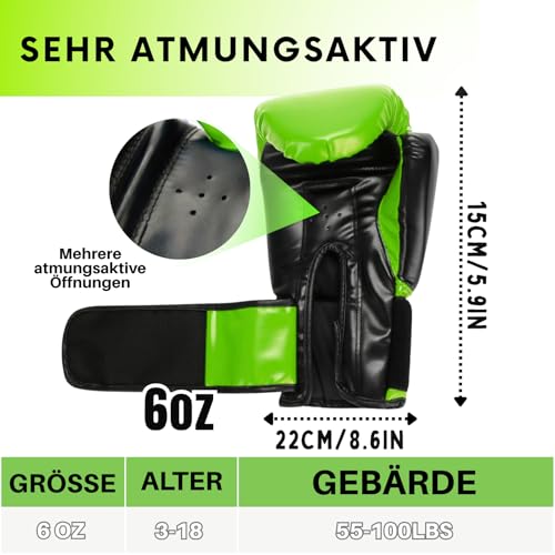 3-in-1 Boxing Gloves and Punching Mitts Set for Kids, Boxing Mitts Focus Pads with Hand Wraps for Kid, Youth Leather Punching Equipment Gloves Set for MMA, Karate, Muay Thai, Taekwondo - color: Green