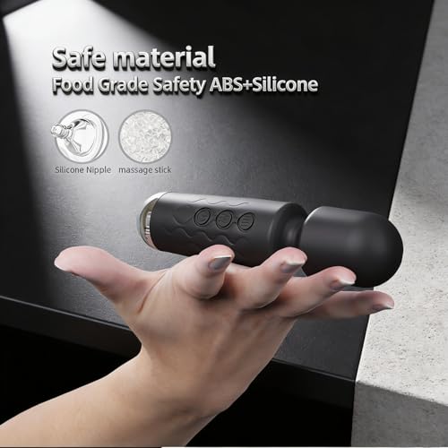 Massage Stick Portable Handheld Mini Relaxation Massage Wand,Waterproof Rechargeable,Back Neck Legs Muscles Relaxation,Home Travel,Strong Powerful Compact (Black)