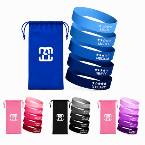 GOCHA Resistance Bands Set of 5 for Exercise & Fitness – Loop Resistance Bands with Carry Bag, Natural Latex Workout Bands for Strength Training, Physical Therapy, Yoga, Pilates, Home Gym (5-40 lbs) - color: Blue Set