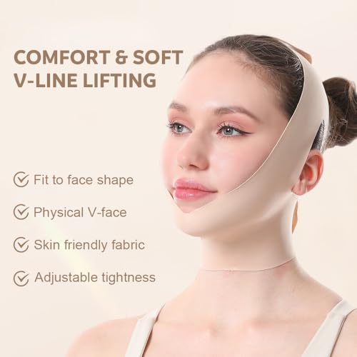 Face Strap Face Lift Belt, Comfortable VShaped Bandage Face Lift Band Face Outline Lifting Facial (Skin Color) - color: Skin Color