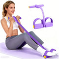 Pedal Resistance Bands with Handles, Durable 6-Tubes Multifunction Pedal Resistance Band, Natural Rubber Foot Pedal Resistance Bands, Fitness Resistance Bands for Abdomen, Waist, Arm, Leg - color: Purple