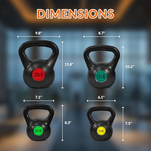 Fitvids Kettlebell Sets Piece Strength Training KettleBells Weight Set - style: 100LB Set of 8: 5/10/15/20LB Pair