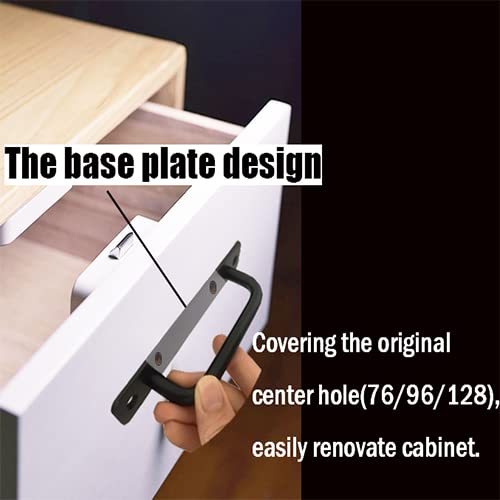 12 Pack 7 1/2 Inch 192 mm Matte Black Cabinet Handles with Base Plate Aluminum Cabinet Pulls Drawer Pulls Sliding Door Pulls - color: RoundBlack, size: 7 1/2 Inch