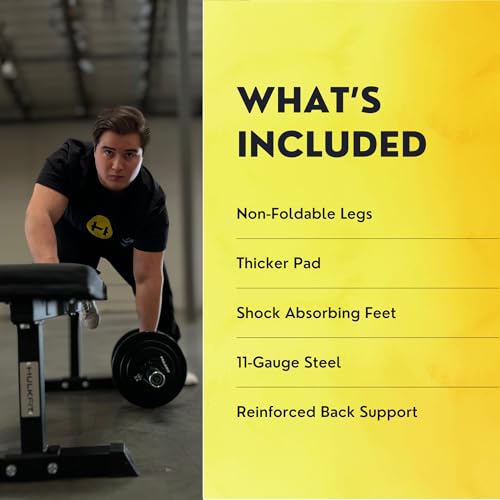 HulkFit Heavy-Duty Adjustable Utility Flat Incline Decline Exercise Weight Bench - Multicolor - style: Flat Workout Bench - Black