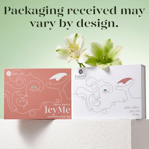 BAIMEI IcyMe Jade Face Roller & Gua Sha, Facial Beauty Skin Care Tools, Self Care Gift for Men Women, Massager for Face, Eyes, Neck, Relieve Fine Lines and Wrinkles - Green - color: Jade Green