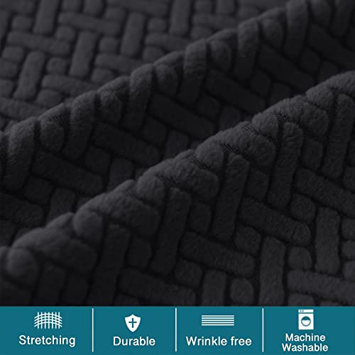 HFCNMY Bar Stool Covers with Backs,4 Pack Stretch Bar Stool Chair Covers,Jacquard Bar Stool Covers,Washable Bar Chair Covers Swivel Barstool Covers Slipcovers with Back Black - color: Black
