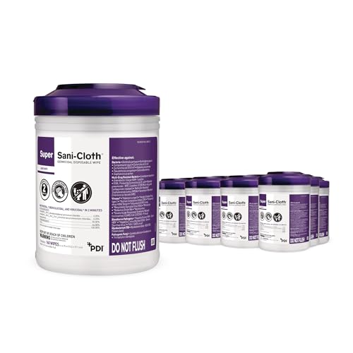 Super Sani-Cloth Disinfecting Cleaning Wipes, 12 Pack Case, 160 Count Each, Large Surface Wipes (6" x 6.75"), Multi-Surface Germicidal Cleaner for Home Health, Medical, Commercial Use - size: 1920 Count (Pack of 1)
