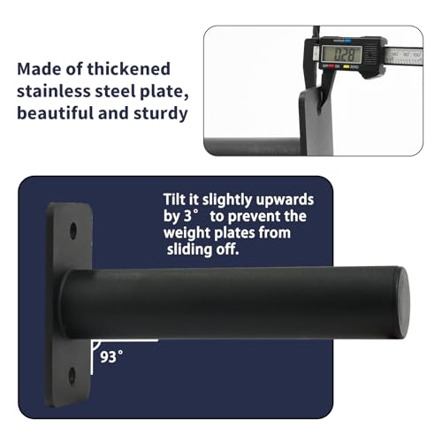 Wall Mounted Olympic Weight Plate Rack, Heavy Duty Metal 2" Plate Holder & Hanger for Home Gym, Garage Gym, Powerlifting & Fitness Equipment Storage, 275 lbs Capacity Barbell Plate Organizer with Screws for Wood & Concrete Walls - color: Black-8pack