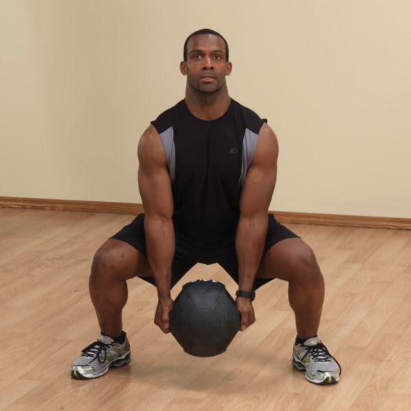 Body-Solid Exercise Medicine Balls, Heavy-Duty Non Slip Rubber Grip with Dual Handles Medicine Ball for Weights Training, Weightlifting & Core Workouts - size: 10 lbs.