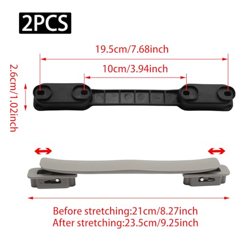 2Pcs Titanium Silver Plastic Luggage Straps with Screws, Luggage Handle Replacement, Grip Carry Strap for Repair - color: Titanium Silver