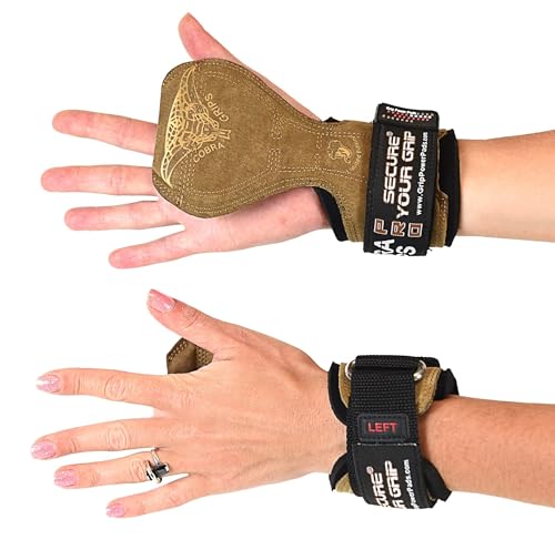 Cobra Grips Weight Lifting Gloves with Adjustable Neoprene Padded Wrist Wraps - Heavy Duty Alternative to Power Lifting Hooks for Deadlifts - color: FIT Brown Leather, size: 4.25 - 7.0"