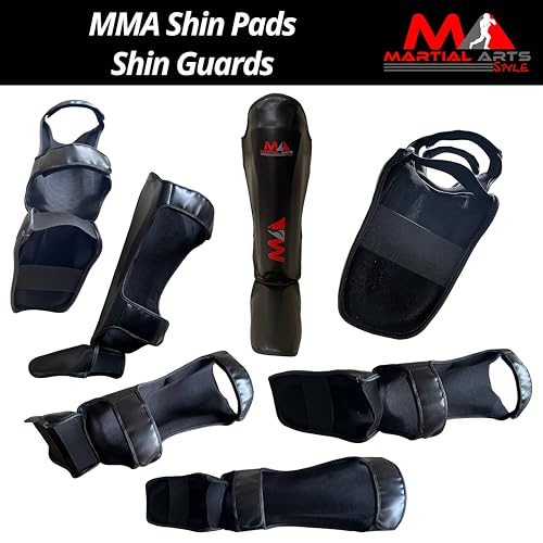 Muay Thai Shin Guards, Shin Pad for Martial Arts, Kick Boxing Leg Instep Protection Pads for Sparring, MMA Kickboxing Taekwondo Professional Training Equipment Gear - size: X-Large