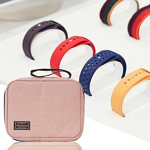 PACMAXI 20 Watch Bands Storage Carrying Case Compatible with Watches,Expandable Watch Band Holder Stores 20 Watch Bands Fit for Most Sizes of Watch Straps,Organizer for Watch Bands, Bag Only (Pink) - color: 1-pink