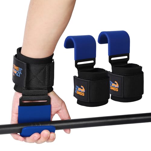 Weight Lifting Hooks (Pair), Heavy Duty Wrist Straps for Weightlifting, Hand Grip Support Lifting Hooks for Weight Lifting, Deadlifts, Pull Ups, Rows & Shrugs - color: Blue