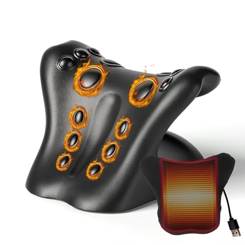 Heated Neck Stretcher Cervical Traction Device | Neck Pain Relief, Hump Neck Cracker, Curve Restorer Corrector, Shoulder Relaxer, TMJ Spine Alignment - color: Black Pro