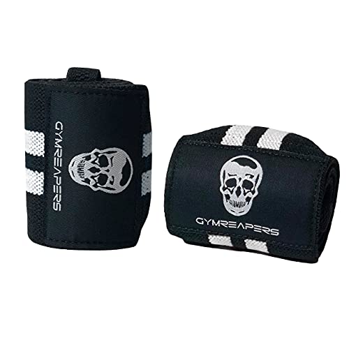 Gymreapers Elbow Sleeves for Weightlifting Powerlifting and Bench Press Support and Compression for Tendonitis Pain Relief 5mm Neoprene Training Gear for Men and Women - color: Black/White, size: Medium