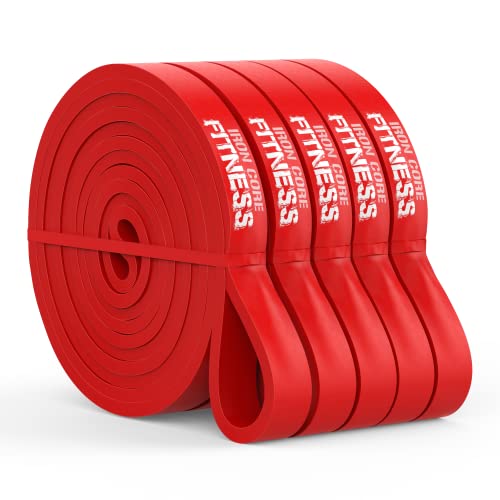 Iron Core Fitness Gym Quality Long Resistance Bands Multi Pack of 5- Loved by Fitness Pros for Group Workouts in Gyms, Boxes, Studios and Bootcamps. Perfect for Pull Ups, Strength Training, Mobility - color: #2 Red, Light
