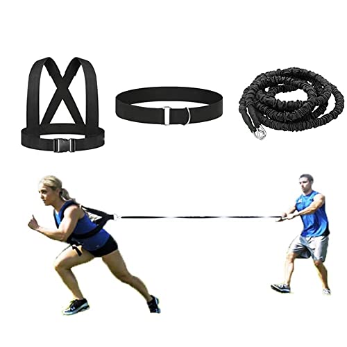 Resistance Explosive Training Rope Force Improve Power, Agility, Strength Track and Field Football Basketball Volleyball Multi-Directional Physical Equipment - color: black rope, size: 9.8FT