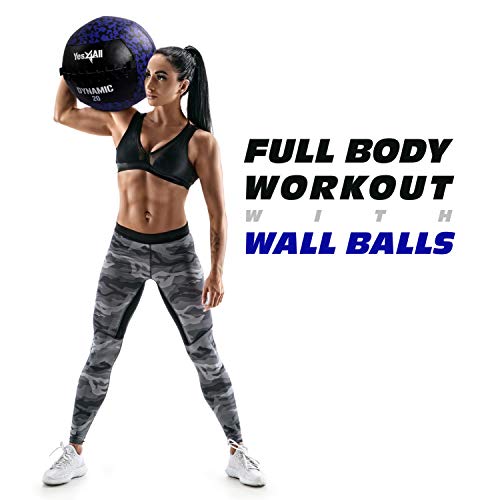 Yes4All Wall Ball, Soft Leather Weighted Iron Sand Ball for Dynamic Multifunctional Exercise, 6 LB - 30 LB - color: B. Soft Surface - Dynamic, style: F. 20LB