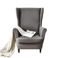NILUOH Wingback Chair Slipcover 2 Pieces, Stretch Spandex Wingback Chair Covers Washable Slipcover for Wingback Armchairs Non-Slip Furniture Protector with Elastic Bottom for Living Room - color: Dark Grey01