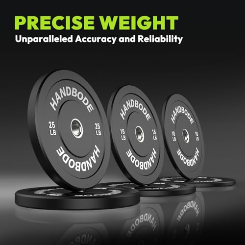 HANDBODE 2-Inch Weight Plates High Bounce, Olympic Bumper Plate Set 45/100/160/190/260/300lb, Colored Weight Plates Set for Home Gym, Barbell Weights Rubber Strength Training Plate for Weight Lifting - size: 35 lb, Pair, style: Standard