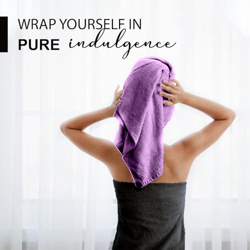 KAHAF COLLECTION 100% Cotton Bath Towels, 24x48 Pack of 6 Towels, Quick Dry, Highly Absorbent, Soft Feel Towel, Gym, Spa, Bathroom, Shower, Pool, Luxury Soft Towels (Light Purple, 24x48-6 Pack) - color: Light Purple, size: 24x48 - 6 Pack