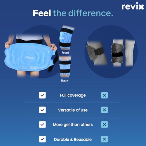 REVIX 20‘’ XXXL Knee Ice Pack Wrap Around Entire Knee, Extra Large Ice Pack for Knee Meniscus Tear and Arthritis, Cold Compress Therapy, Reusable Ice Wraps for Back, Shoulder, Post-Workout Recovery - style: Blue-1 Pack