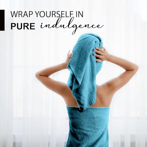 KAHAF COLLECTION 100% Cotton Bath Towels, 24x48 Pack of 6 Towels, Quick Dry, Highly Absorbent, Soft Feel Towel, Gym, Spa, Bathroom, Shower, Pool, Luxury Soft Towels (Aqua, 24x48-6 Pack) - color: Aqua, size: 24x48 - 6 Pack