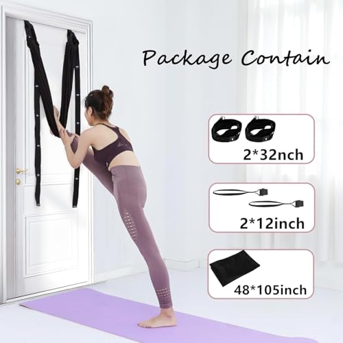 Leg Stretcher Strap - Yoga Stretching Strap,Yoga Door Swing,Backbend Training Rope with Door Anchor, Flexibility Trainer Stretching Equipment Assist Stretch Strap for Fitness Gymnastics Dance Aerial Ballet (purple) - color: black