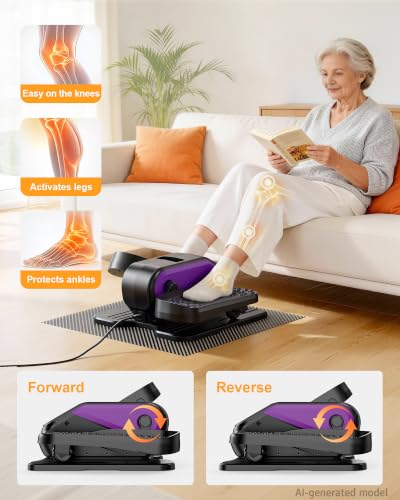 VIVURN® 023 Under Desk Elliptical Mini Electric Leg Exerciser for Senior, 12 Speeds RF Remote Display Monitor Non-Slip Mat, Quiet & Compact Seated Pedal Exerciser for Home Office Gift for Mom Dad - color: Purple