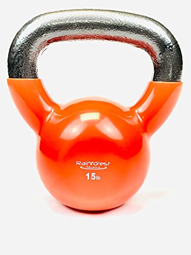Vinyl Coated Cast Iron Kettlebell Weight - color: Orange