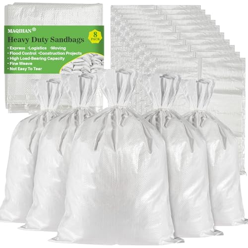 MAQIHAN Empty Sand Bags - Heavy Duty Sandbags for Flooding & Hurricane, 7PCS | Woven Polypropylene Fillable Sand Bag, Tear Resistant Sandbag Sack for Construction, Dry Materials Storage and Flood Control