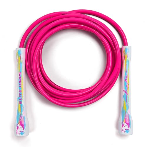 Elite Jumps 6mm PVC Jump Rope, Adjustable Skipping Rope | Non-kinking PVC cord. Unbreakable handles. Smooth rotation. For cardio and boxing. - color: Easter Candy - 5" Handle