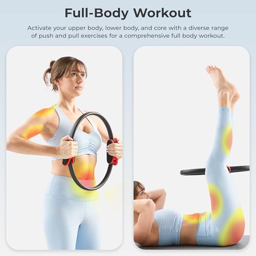 Sunny Health & Fitness 15” Pilates Ring, Resistance Circle for Toning | Glass Fiber Construction, Anti-Crack, Cushioned Foam Pads, Compact, Tones Upper Body & Pelvic Floor, Workout Accessories