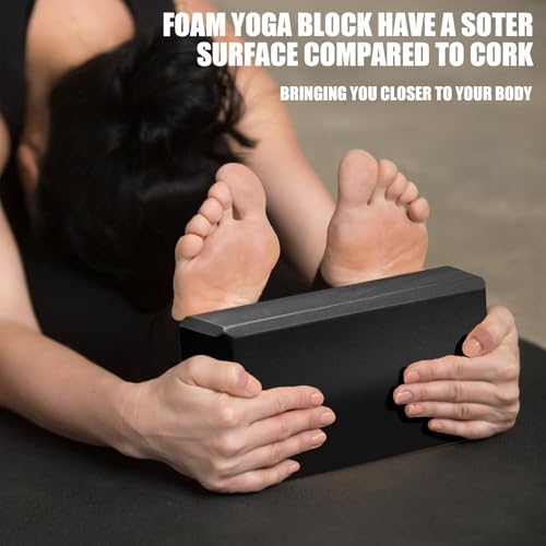 Septo 2 Pcs Yoga Blocks, 9x6x3 Inch Foam Blocks for Pilates | High density EVA foam Yoga Props lightweight non-slip surface for meditation stretching balance training - color: Black