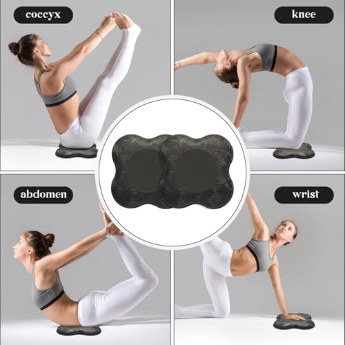 2 Packs Yoga Knee & Elbow Cushions - Extra Thick Foam for Knees, Elbows, Wrists, Hands & Head - Pilates & Kneeling Pads - Support Foam Pads for Women & Men - color: 4pcs-Black + Purple