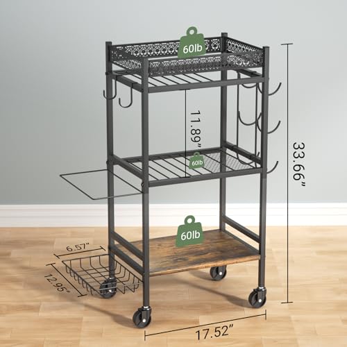 Dumbbell Rack Stand Only, Home Weight Rack for Dumbbells Kettlebells Yoga Mat, Home Gym Storage Rack with Wheels and Hooks, Space Saving Workout Equipment Organizer. ﻿