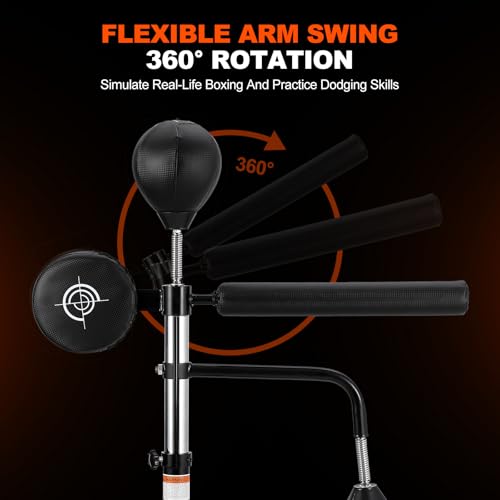 GarveeLife Punching Bag with Stand for Adult with Relax Bar, Speed Bag and Hitting Target, 5 in 1 Heavy Boxing Bag Freestanding, Kickboxing Bag Adjustable Height
