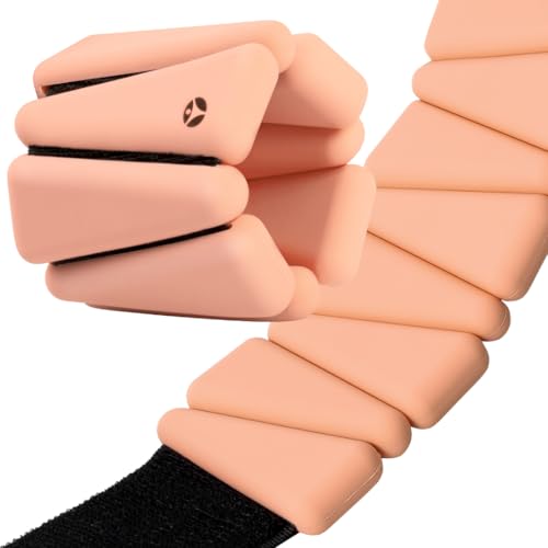 OmWeights Premium Weighted Bangles – Stylish Wrist and Ankle Weights for Women and Men | Cardio, Yoga, and Pilates Ankle Weights for Women and Men | Adjustable Leg and Arm Weights 1lb Each - color: Coral Clay