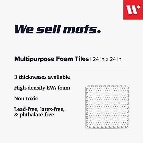 We Sell Mats 1/2 Inch Thickness Multipurpose EVA Foam Floor Tiles, Interlocking Floor Mat for Indoor Gym and Home Use, 24 in x 24 in, Charcoal Gray - color: Charcoal Gray, style: 48 Square Feet (12 Tiles)
