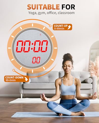 12" Large Digital Wall Mount Clock, Count Down Timer, Alarm, Big LED, 12 RGB Color, Temperature for Living Room Classroom Desk, Xmas, Birthday Gift for Senior Mom (Fabric Elements) - style: Black shell - Fabric Elements