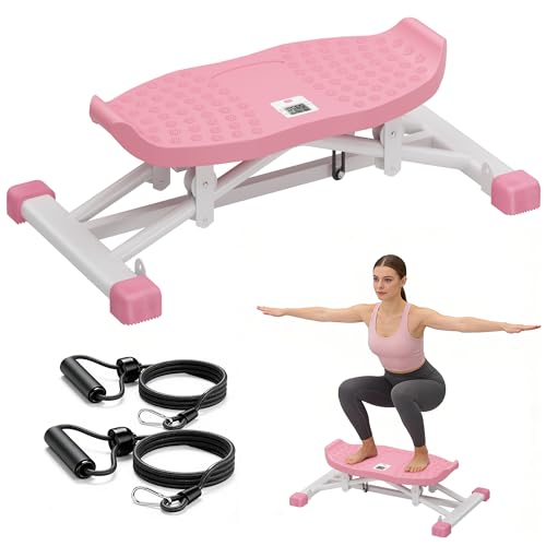 soges Balance Board Trainer with Resistance Bands & LCD Display, Ski Balancing Machine for Full Body Workout, Wobble Board Core & Cardio Stepper for Home Gym, 330 LBS Capacity